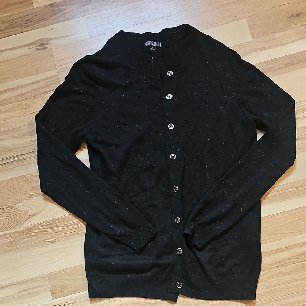 Nicole Miller Black Button-Up Cardigan